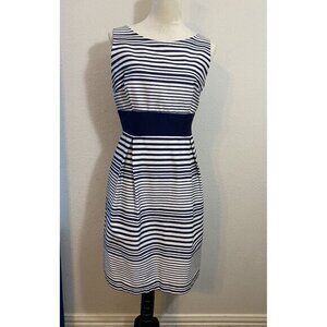 AGB Brand Womens Blue White Sleeveless Zippered TIed‎ Waist Dress Size 12